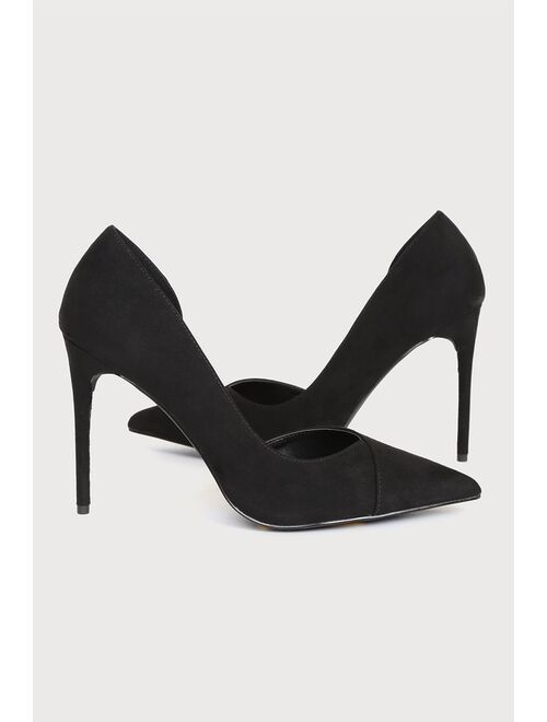 Lulus Satsuki Black Suede Pointed-Toe D'Orsay Pumps