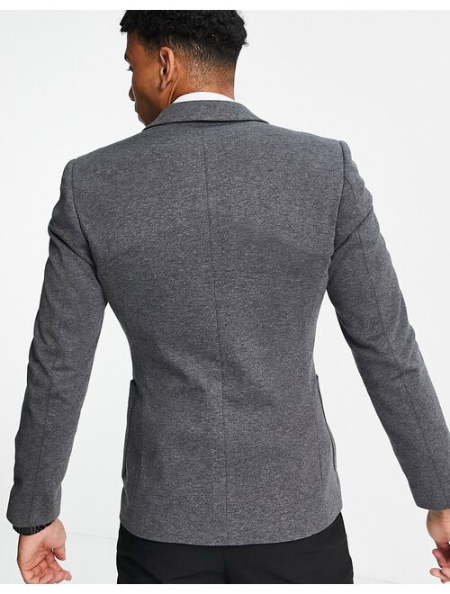 Asos Design super skinny jersey blazer in charcoal