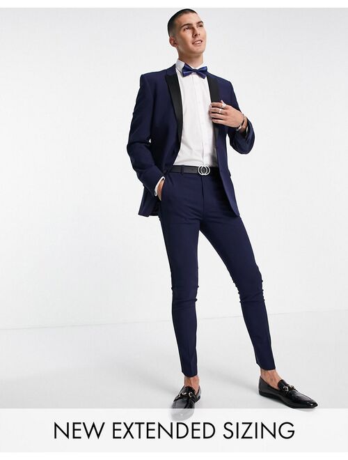 Asos Design super skinny tuxedo in navy suit jacket