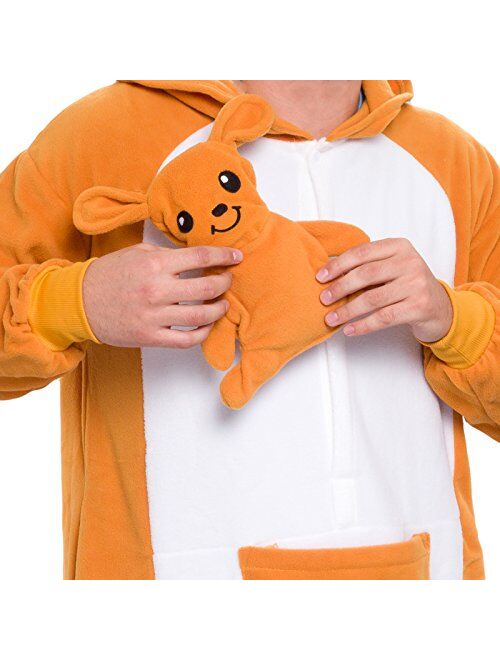 Plush Kangaroo One Piece Animal Costume - Silver Lilly Unisex Adult Cosplay Pajamas