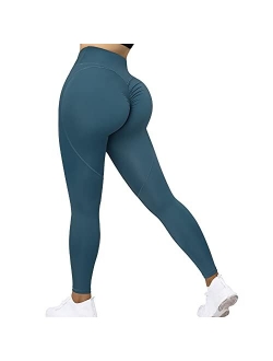 RXRXCOCO Women Cross Waist Butt Lifting Leggings Workout Gym High Waisted Yoga Pants Tights