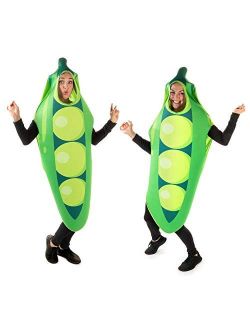 Two Peas in a Pod Halloween Couples Costume - Cute Funny Food Adult Bodysuit