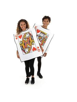 King and Queen Playing Cards Costumes - One-Size Halloween Costumes for Couples Black