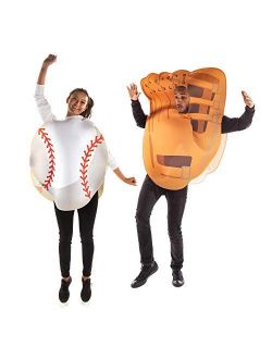 Baseball & Mitt Halloween Couples Costume - Funny Sports One-Size Adult Suits