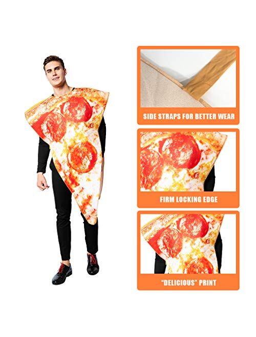 ReneeCho Adult’s Pizza Slice Costume Halloween Mens Food Mascot Couple Match Women