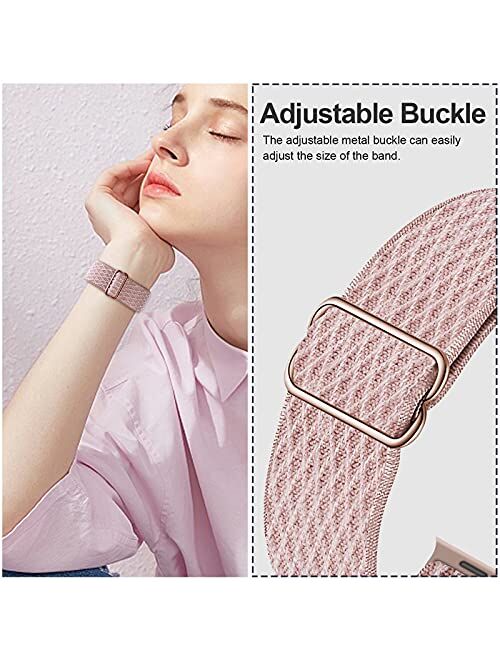 Swhatty Stretchy Nylon Solo Loop Bands Compatible with Apple Watch 45mm 41mm 44mm 40mm 42mm 38mm, Adjustable Stretch Braided Sport Elastics Women Men Strap for iWatch Ser