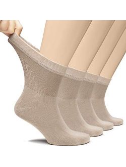 Hugh Ugoli Men's Loose Diabetic Ankle Socks Bamboo, Wide, Thin, Seamless Toe and Non-Binding Top, 4 Pairs
