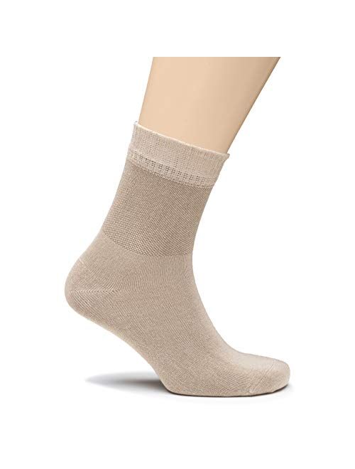 Hugh Ugoli Men's Loose Diabetic Ankle Socks Bamboo, Wide, Thin, Seamless Toe and Non-Binding Top, 4 Pairs