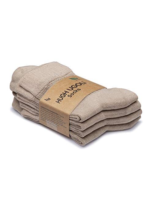 Hugh Ugoli Men's Loose Diabetic Ankle Socks Bamboo, Wide, Thin, Seamless Toe and Non-Binding Top, 4 Pairs