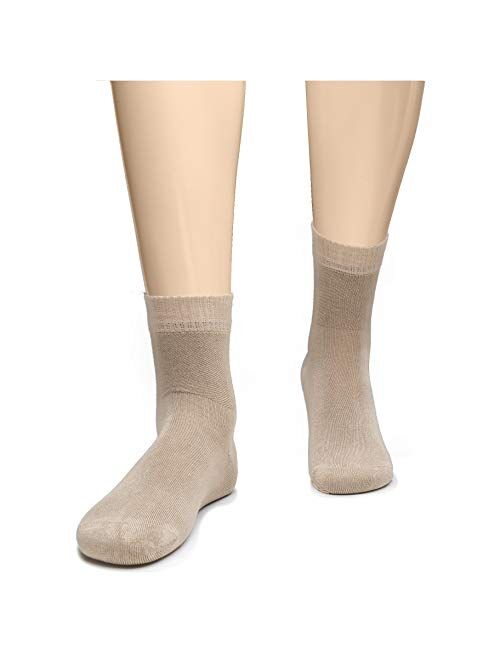 Hugh Ugoli Men's Loose Diabetic Ankle Socks Bamboo, Wide, Thin, Seamless Toe and Non-Binding Top, 4 Pairs