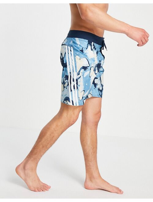 Adidas Training board swim shorts in blue print