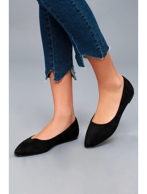 Lulus Holly Black Suede Flats