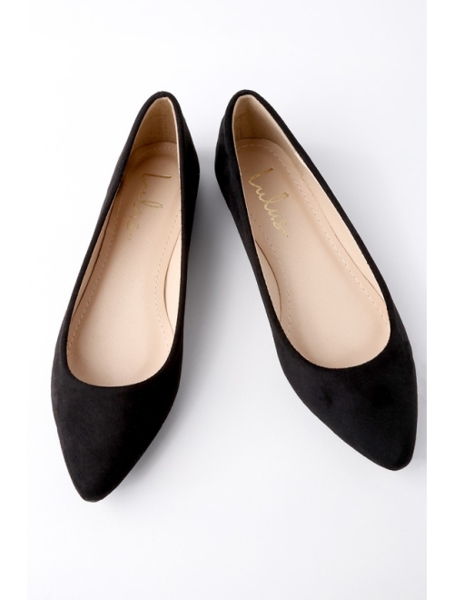 Lulus Holly Black Suede Flats