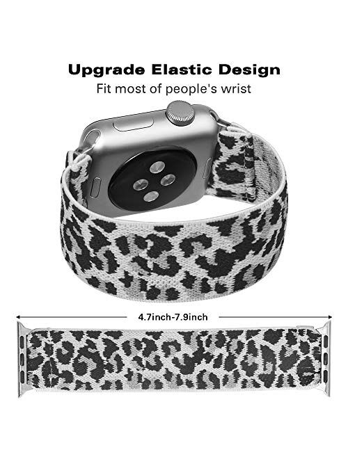 BMBEAR Stretchy Strap Loop Compatible with Apple Watch Band 38mm 40mm iWatch Series 6/5/4/3/2/1 Snow Leopard