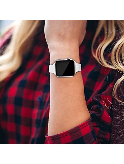 Acrbiutu Bands Compatible with Apple Watch 38mm 40mm, Slim Thin Narrow Replacement Silicone Sport Strap for iWatch SE Series 1/2/3/4/5/6, White 38mm/40mm