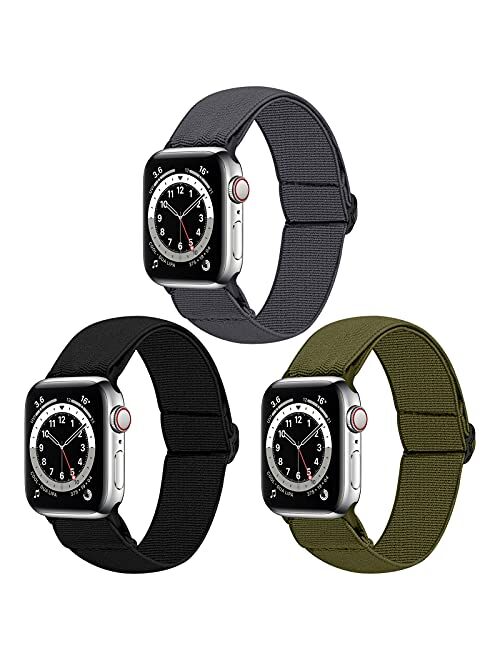 Dsytom 3 Pack Elastic Band Compatible with Apple Watch Bands 38mm 41mm 40mm 42mm 44mm 45mm, Adjustable Stretchy Nylon bands Replacement Wristband for iWatch Series 7 /6/5
