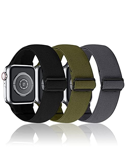 Dsytom 3 Pack Elastic Band Compatible with Apple Watch Bands 38mm 41mm 40mm 42mm 44mm 45mm, Adjustable Stretchy Nylon bands Replacement Wristband for iWatch Series 7 /6/5