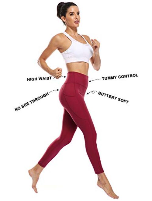 BROMEN Women’s High Waisted Yoga Pants with Pockets Leggings for Women Buttery Soft Work Out Pants Tummy Control