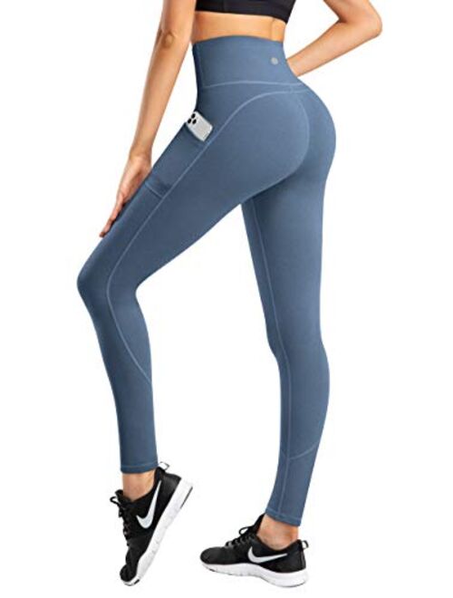 4 Way Stretch Leggings with Pockets ESPIDOO Womens High Waisted Yoga Pants Tummy Control Workout Pants for Women 