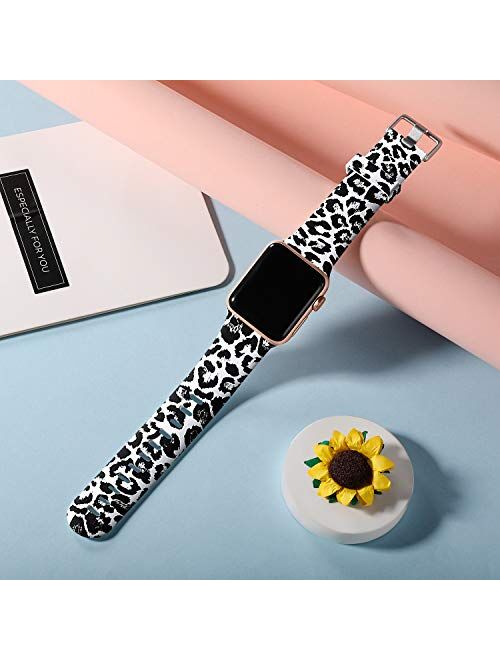 Laffav Compatible with Apple Watch Band 41mm 40mm 38mm 45mm 44mm 42mm for Women Men, Soft Silicone Sport Pattern Replacement Strap Compatible with iWatch SE Series 7 & Se