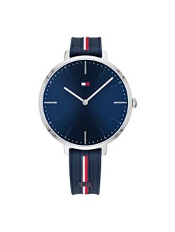 Women's Stainless Steel Quartz Watch with Silicone Strap, Blue, 13 (Model: 1782154)