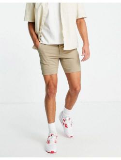 skinny chino shorts in beige