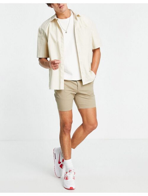 Asos Design skinny chino shorts in beige