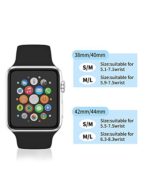 JXGM Compatible with Apple Watch Bands 38mm 40mm 41mm 42mm 44mm 45mm, Soft Silicone Sport Wristbands Replacement Strap for iWatch Series SE 7 6 5 4 3 2 1 Sport Edition fo