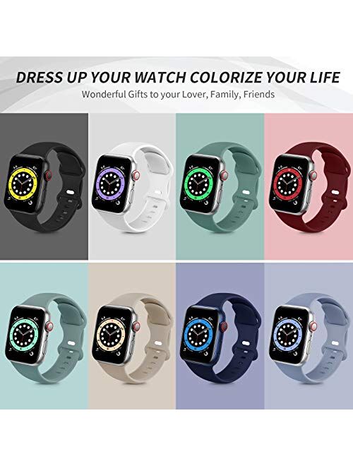 ZALAVER Bands Compatible with Apple Watch Band 38mm 40mm 41mm 42mm 44mm 45mm, Soft Silicone Sport Replacement Band Compatible with iWatch Series 7 6 5 4 3 2 1 Women Men A