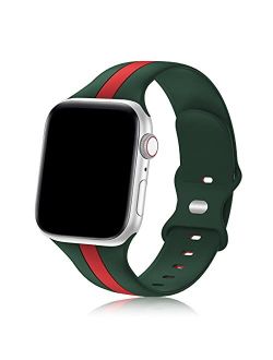 Designer Sport Band Compatible with Apple Watch iWatch Bands 40mm 38mm 41mm Men Women, Soft Silicone Strap Wristbands for Apple Watch Series7/6/5/4/3/2/1/SE [Army Green R