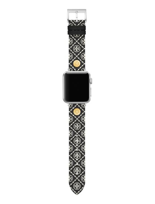 Tory Burch Women's Black Medallion Print Band For Apple Watch® Leather Strap 38mm/40mm
