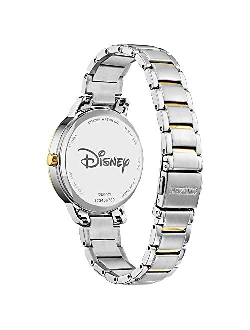 Citizen Eco-Drive Disney Quartz Womens Watch, Stainless Steel, Crystal, Mickey Mouse, Two-Tone (Model: FE7044-52W)