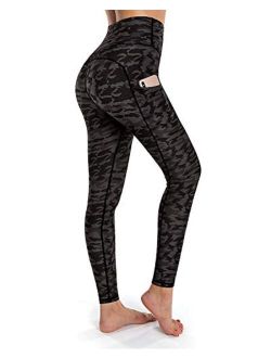 OUGES Womens High Waist Pockets Yoga Pants Running Pants Workout Leggings