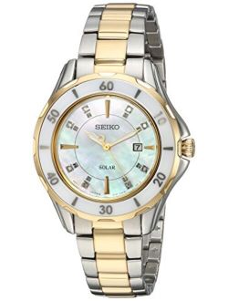 Women's Diamond Solar Stainless Steel Japanese-Quartz Watch with Two-Tone-Stainless-Steel Strap, 7 (Model: SUT338)