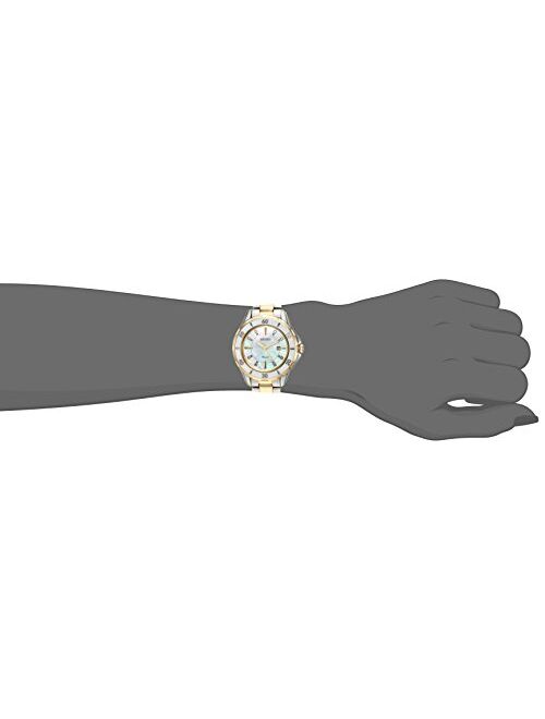 Seiko Women's Diamond Solar Stainless Steel Japanese-Quartz Watch with Two-Tone-Stainless-Steel Strap, 7 (Model: SUT338)