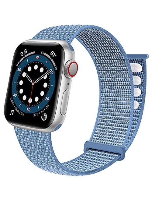 Sport Loop Band Compatible with Apple Watch Band 38mm 40mm 41mm 42mm 44mm 45mm iWatch Series 7 6 5 SE 4 3 2 1 Strap, Nylon Velcro Women Men Stretchy Elastic Braided Repla