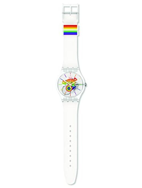 Swatch New Gent bio-sourced Material Quartz Silicone Strap, Clear, 16 Casual Watch (Model: SO29K103)