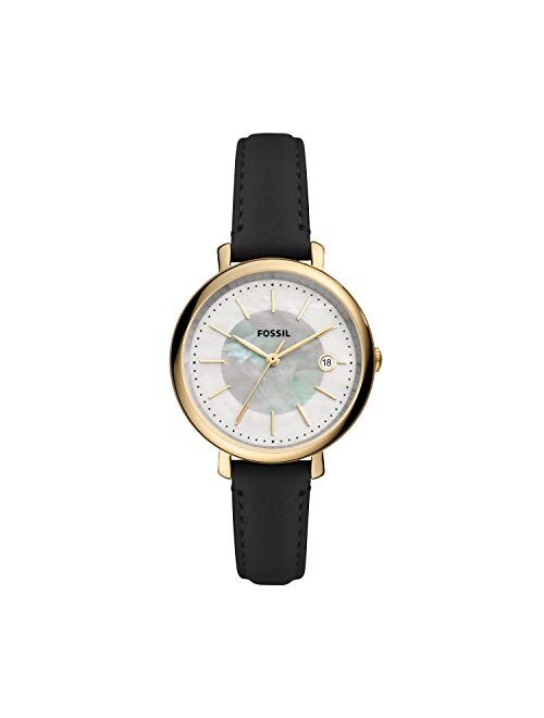 Fossil Women's Jacqueline Stainless Steel and Leather Solar-Powered Watch