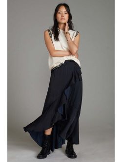 Ruffled Wrap Belted Maxi Skirt