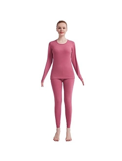 Thermal Underwear for Women Crew Neck Solid Ultra Soft Long John Sets Womens Long Underwear Moisture-Wicking Base Layer Gifts