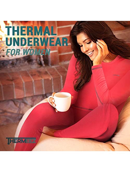 Thermal Underwear for Women (Thermal Long Johns) Sleeve Shirt & Pants Set, Base Layer w/Leggings Bottoms Ski/Extreme Cold