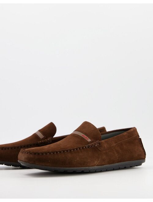 Hugo Boss HUGO Dandy moccasin shoes in brown