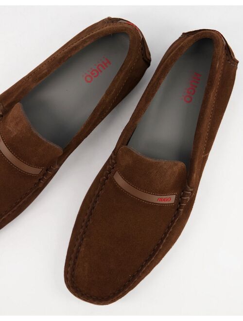 Hugo Boss HUGO Dandy moccasin shoes in brown
