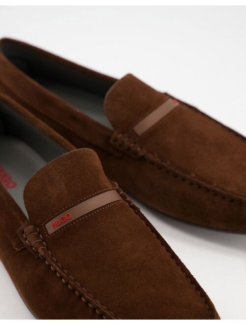 Hugo Boss HUGO Dandy moccasin shoes in brown