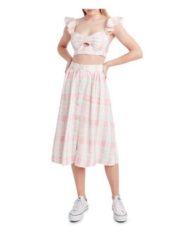 Plaid Button-Front Skirt