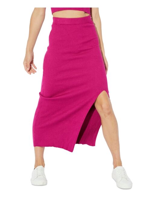 MINKPINK Mona Ribbed-Knit Midi Skirt