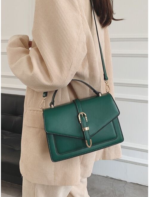 Shein Minimalist Polyurethane Flap Square Bag For Women
