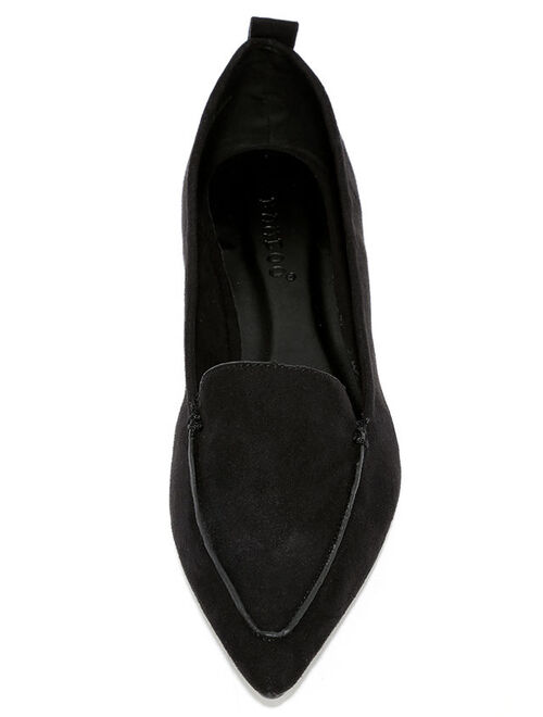 Lulus Emmy Black Suede Pointed Loafers