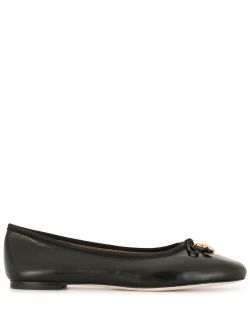 Charm leather ballet flats