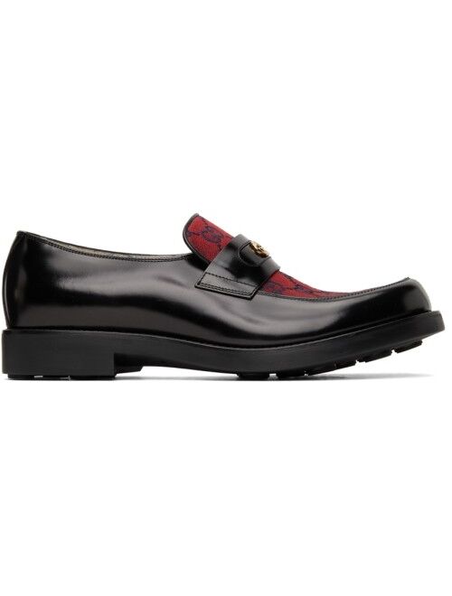 Gucci Black & Red GG Casual Loafers